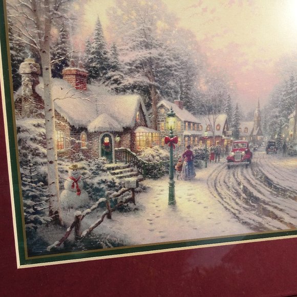 Vtg Thomas Kinkade Village Christmas Limited Edition Lithograph With COA Framed - Picture 3 of 5